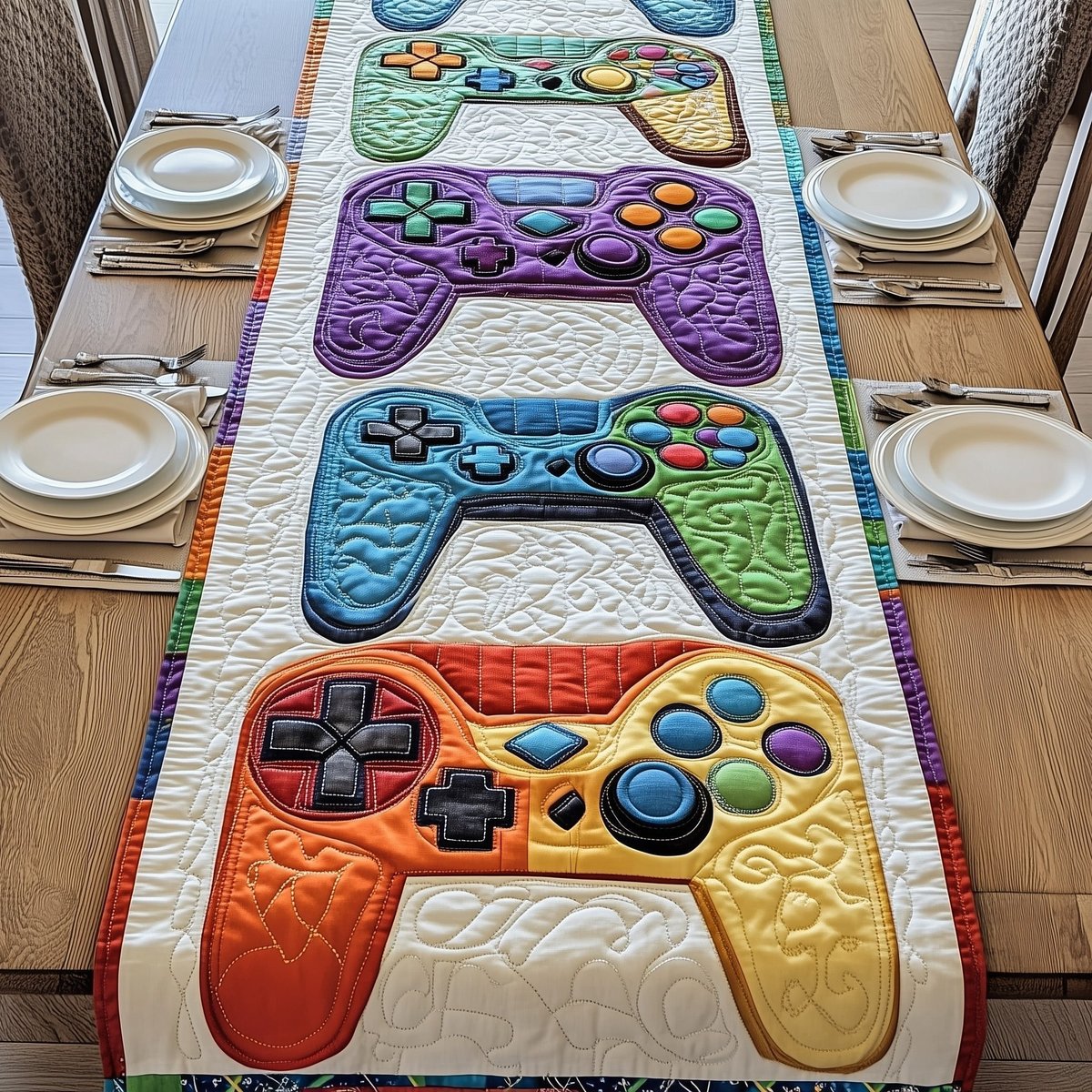 Purple Blue and Orange Controllers Table Runner - Made to Order TABLE928