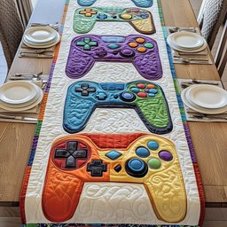 Purple Blue and Orange Controllers Table Runner - Made to Order TABLE928