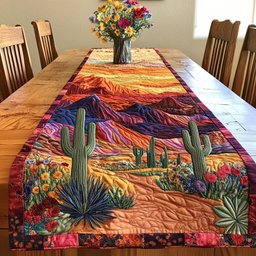 Purple Desert Mountains with Cacti Table Runner - Made to Order TABLE928