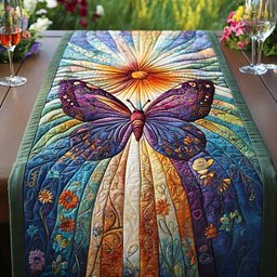 Purple Butterfly on a Sunburst Table Runner - Made to Order TABLE928