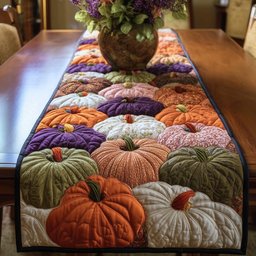 Purple and Orange Pumpkin Pile Table Runner - Made to Order TABLE928