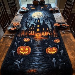 Pumpkins on the Cobblestone Path Table Runner - Made to Order TABLE928