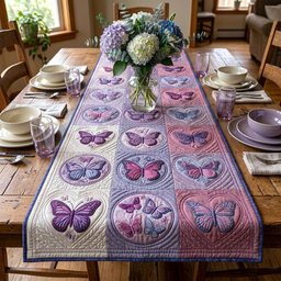 Purple Butterfly Blocks in Rows Table Runner - Made to Order TABLE928