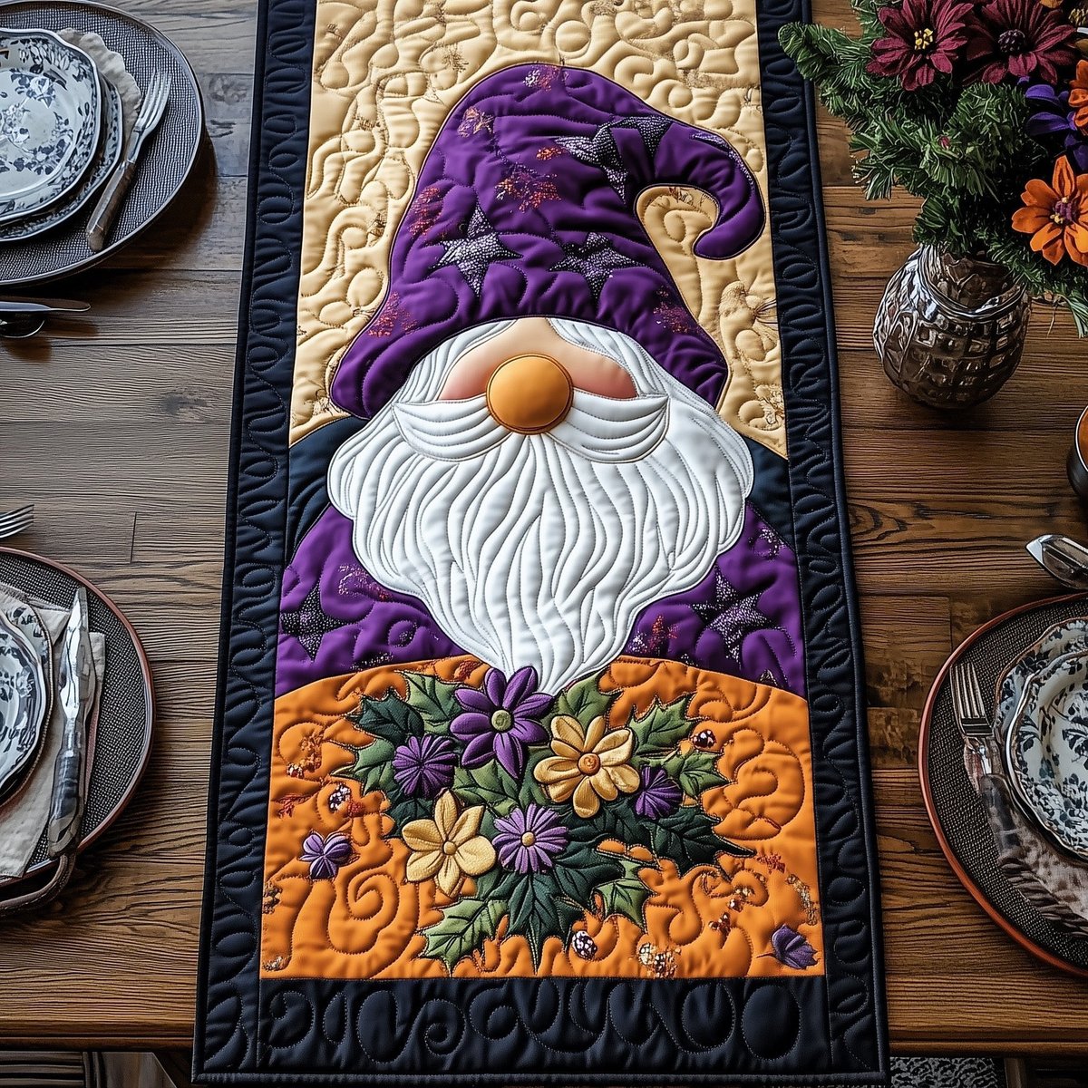 Purple Gnome Table Runner - Made to Order TABLE928