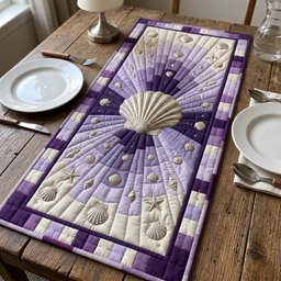 Purple Shell with Radiating Rays Table Runner - Made to Order TABLE928