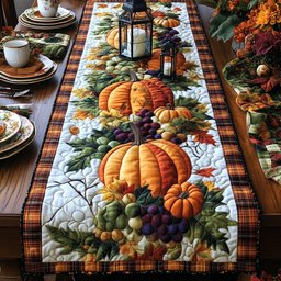 Pumpkins and Grapes Harvest Display Table Runner - Made to Order TABLE928