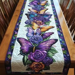Purple Butterfly with Roses Table Runner - Made to Order TABLE928