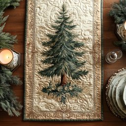 Pine Tree on Cream Quilting Table Runner - Made to Order TABLE928