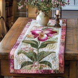 Pink Orchid with Rosy Border Table Runner - Made to Order TABLE928