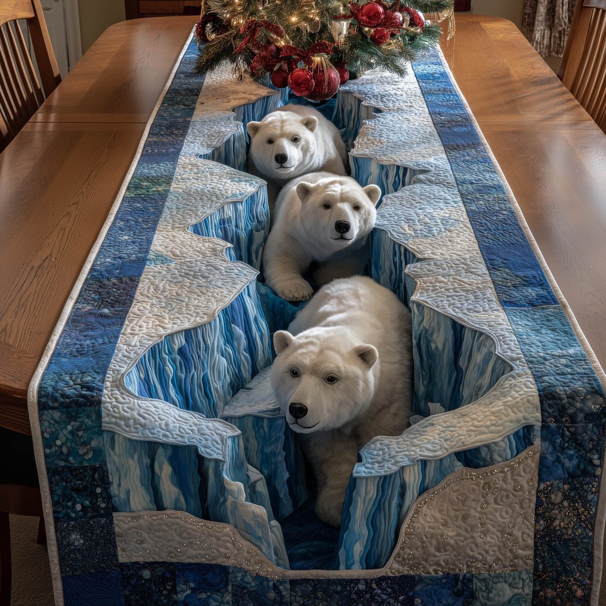 Polar Bears on Blue Ice Table Runner - Made to Order TABLE928