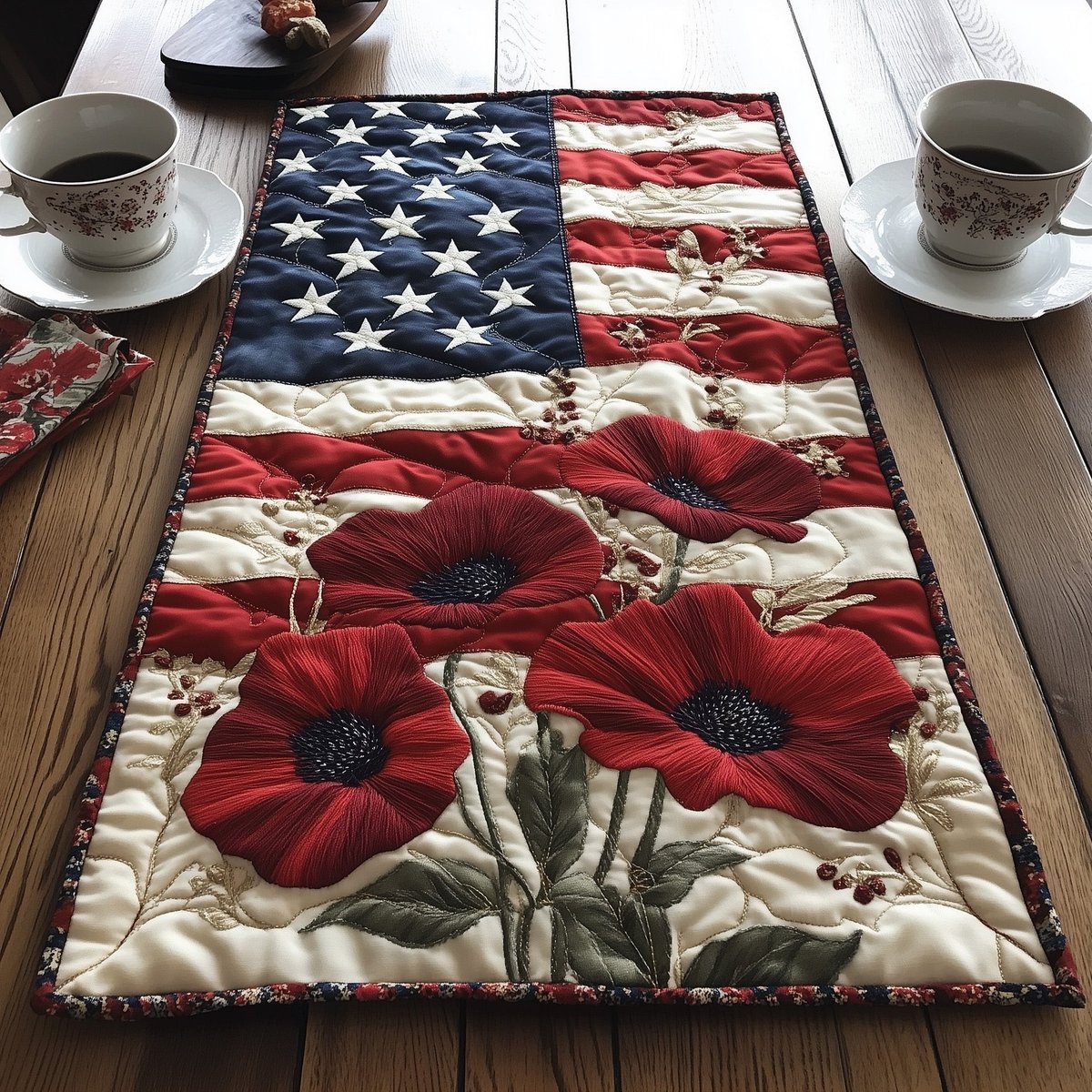 Poppy Meadow Beneath the Stars Table Runner - Made to Order TABLE928