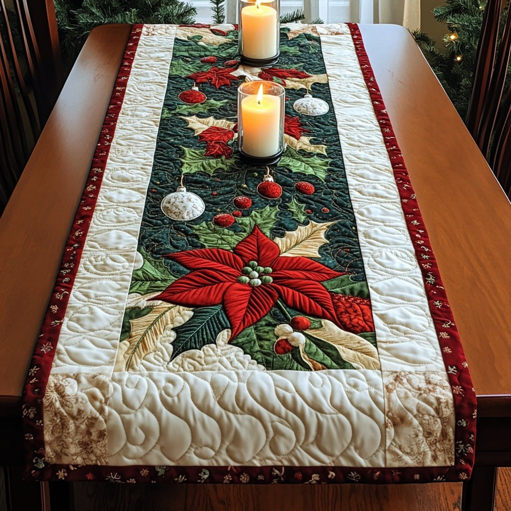 Poinsettia Parade Table Runner - Made to Order TABLE928