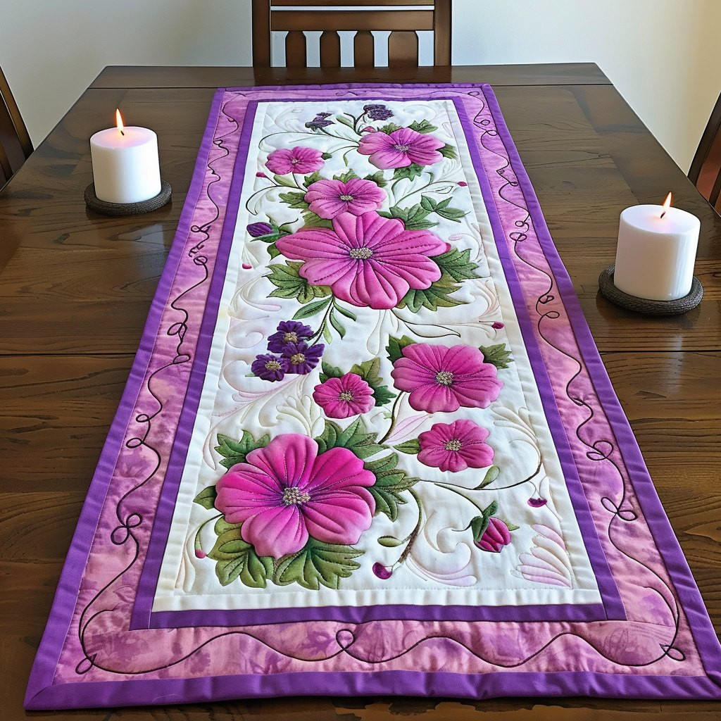 Pink Flowers Table Runner - Made to Order TABLE928
