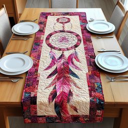 Pink Dreamcatcher on Magenta Border Table Runner - Made to Order TABLE928