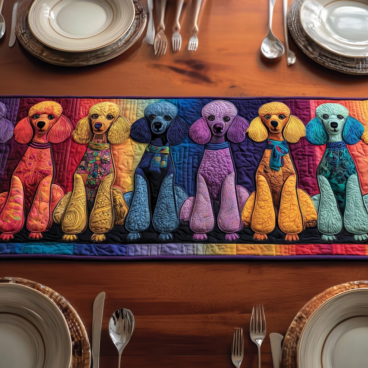 Poodle Queue Table Runner - Made to Order TABLE928