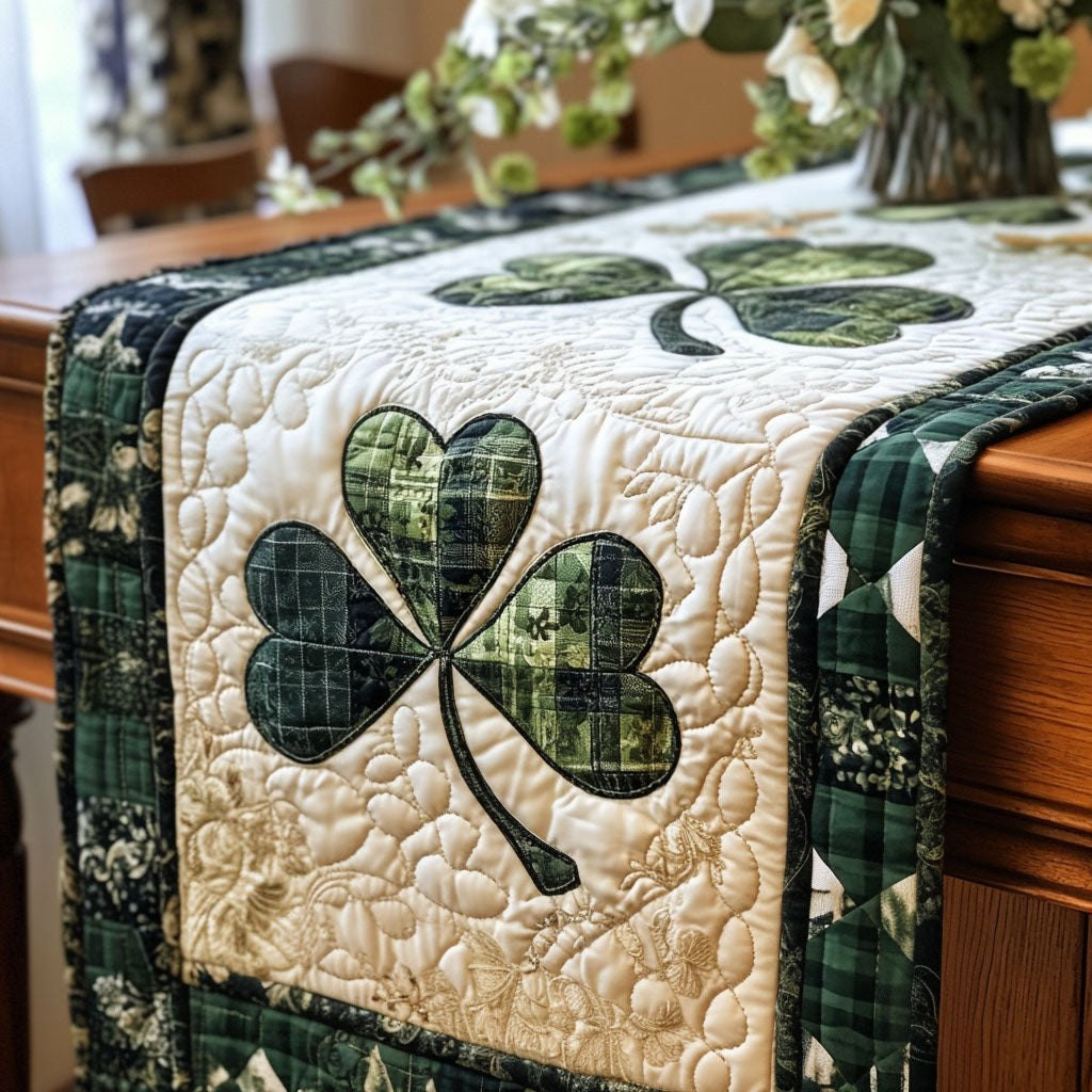 Plaid Shamrock on Cream Table Runner - Made to Order TABLE928