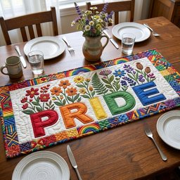 Pride with Rainbow Flowers Table Runner - Made to Order TABLE928