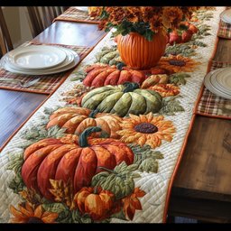 Pumpkins and Gourds with Sunflower Table Runner - Made to Order TABLE928