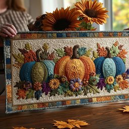 Pumpkin Glow Trail Place Table Runner - Made to Order TABLE928