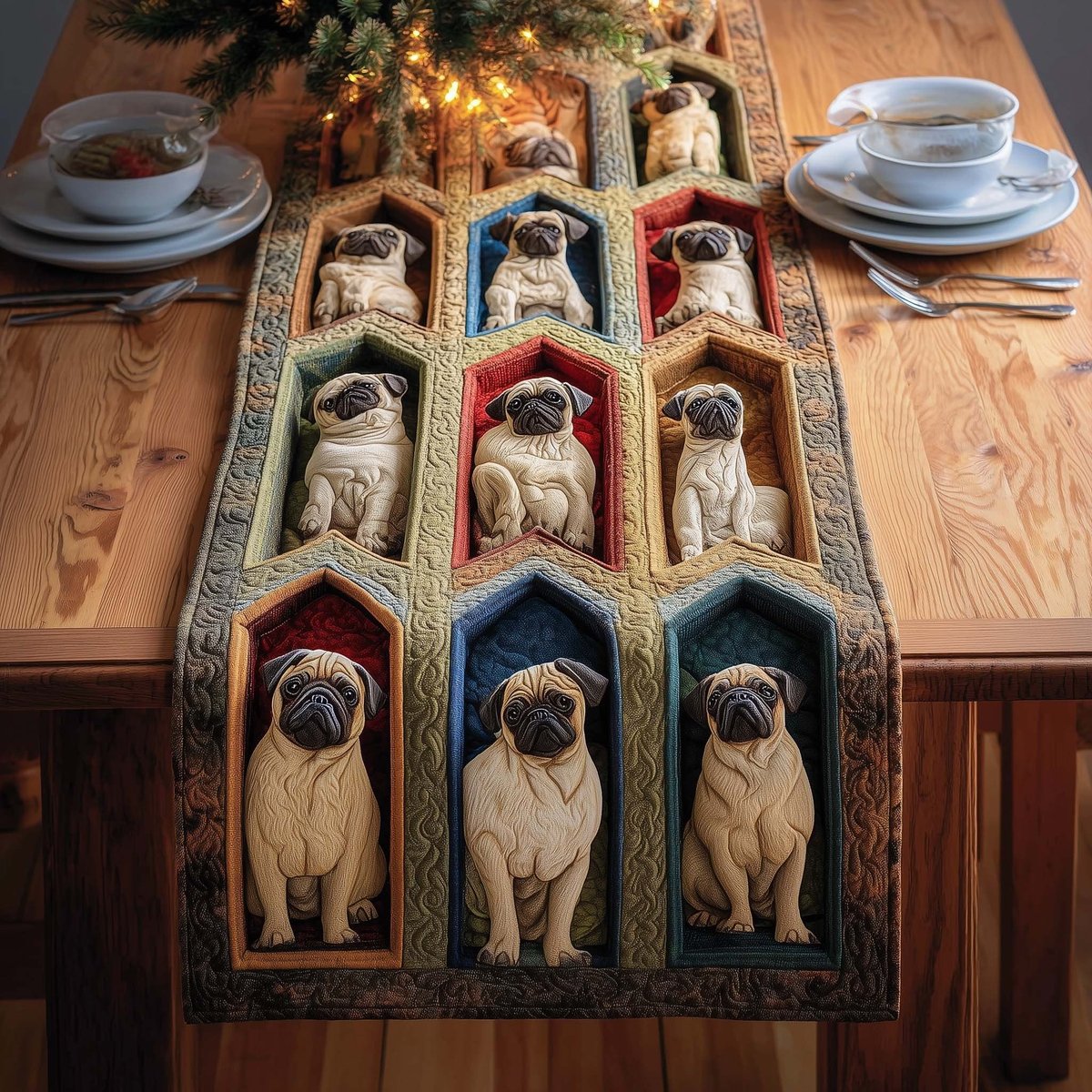 Pug Gallery Table Runner - Made to Order TABLE928