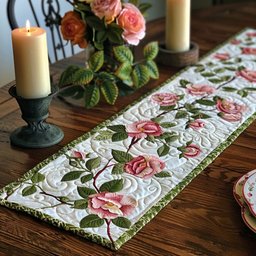 Pink Rose Place Table Runner - Made to Order TABLE928