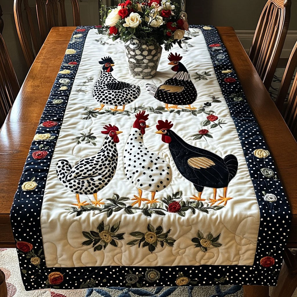 Polka Dot Hens Table Runner - Made to Order TABLE928