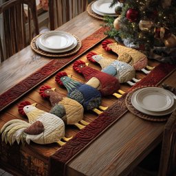 Plump Hens in a Row Table Runner - Made to Order TABLE928