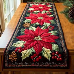 Poinsettia Light Table Runner - Made to Order TABLE928