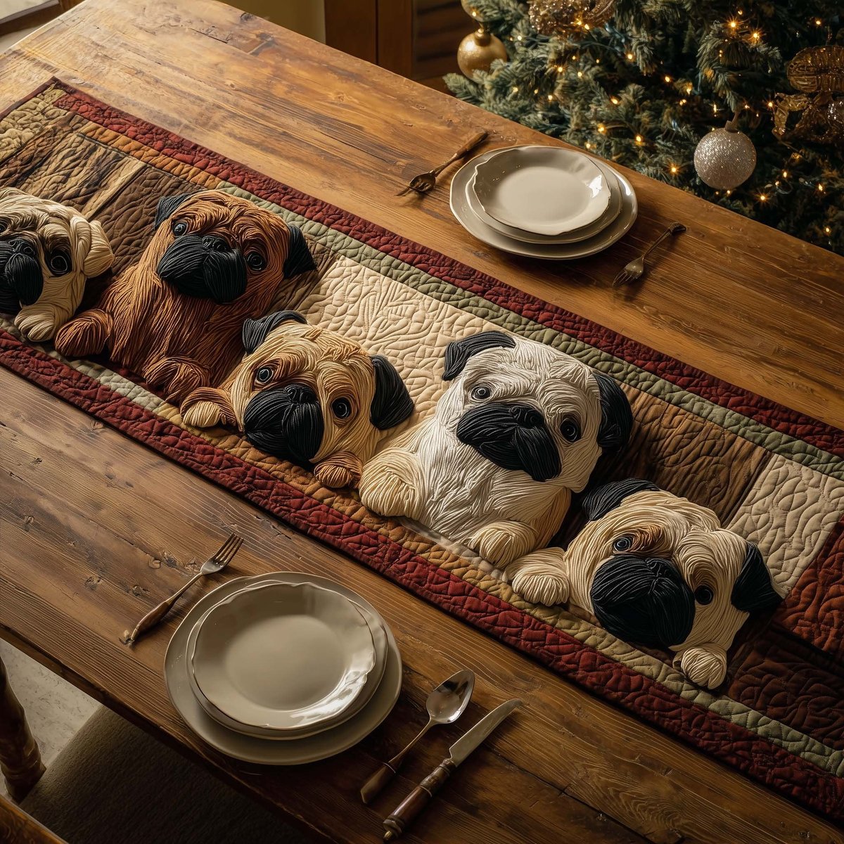 Pug Parade Table Runner - Made to Order TABLE928