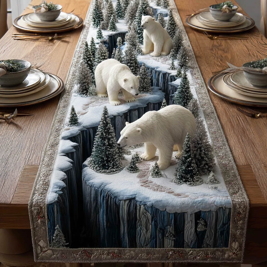Polar Bears on Snowy Cliff Table Runner - Made to Order TABLE928