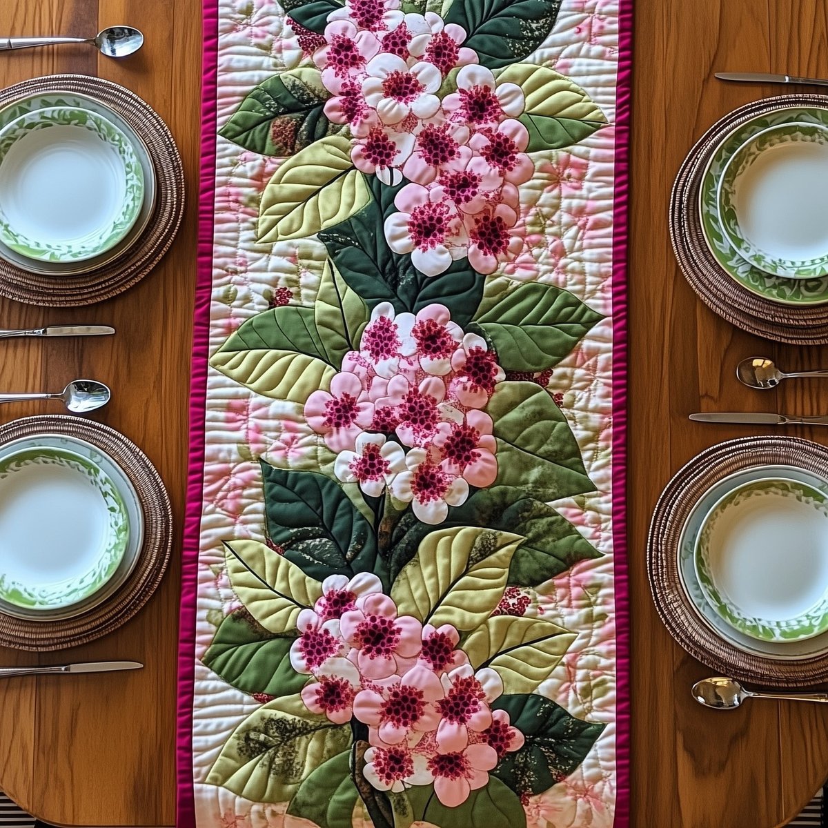 Pink Cherry Blossom Cluster Table Runner - Made to Order TABLE928