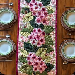 Pink Cherry Blossom Cluster Table Runner - Made to Order TABLE928