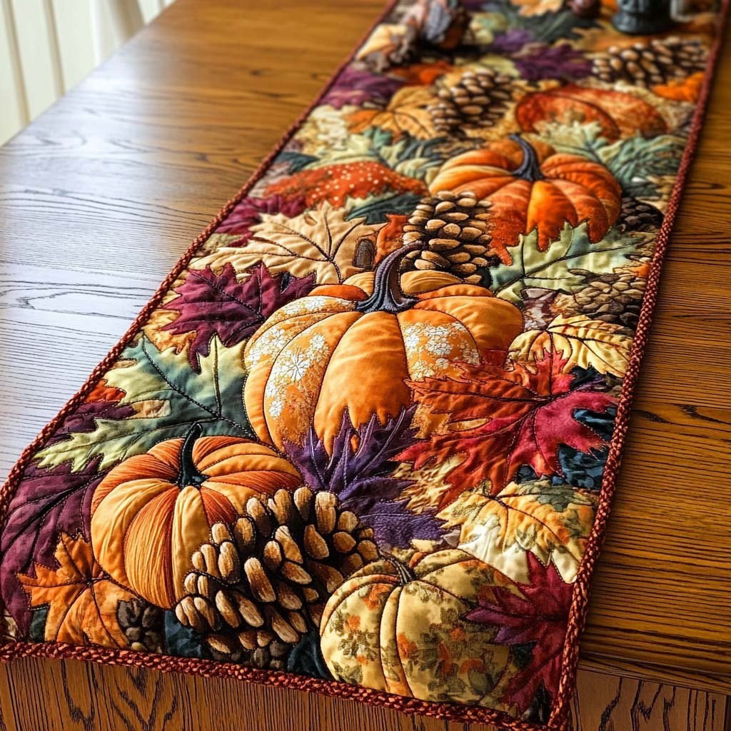 Pinecones and Pumpkins Table Runner - Made to Order TABLE928