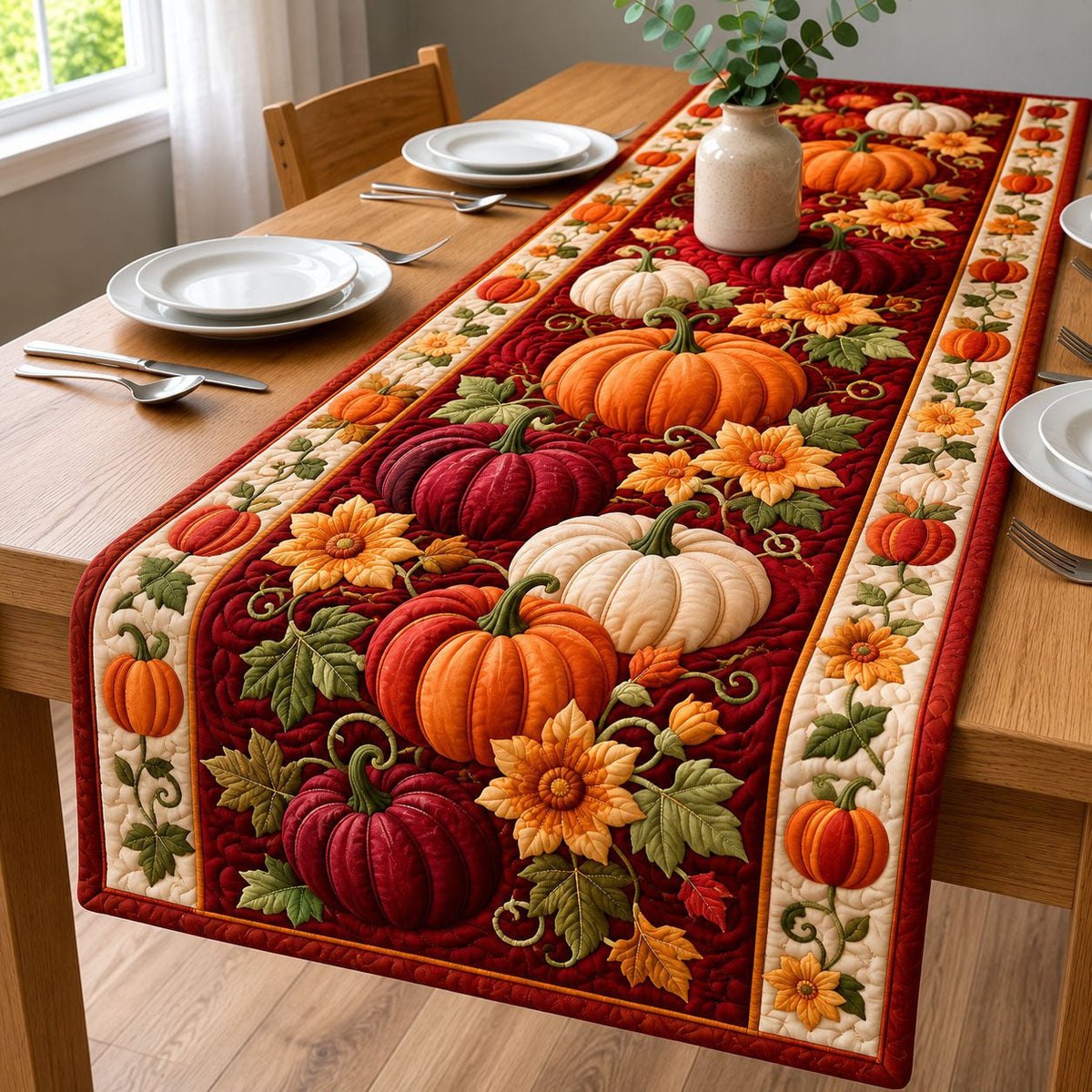 Pumpkin Blossom Harvest Table Runner - Made to Order TABLE928