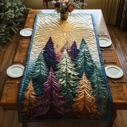Pine Trees on Gold Table Runner - Made to Order TABLE928