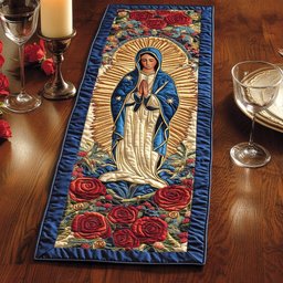 Our Lady with Red Roses Table Runner - Made to Order TABLE928