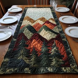 Orange Summits over Dark Firs Table Runner - Made to Order TABLE928