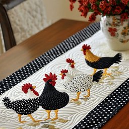 Patchwork Hens Table Runner - Made to Order TABLE928