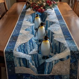 Penguins in a Snow Ravine Table Runner - Made to Order TABLE928