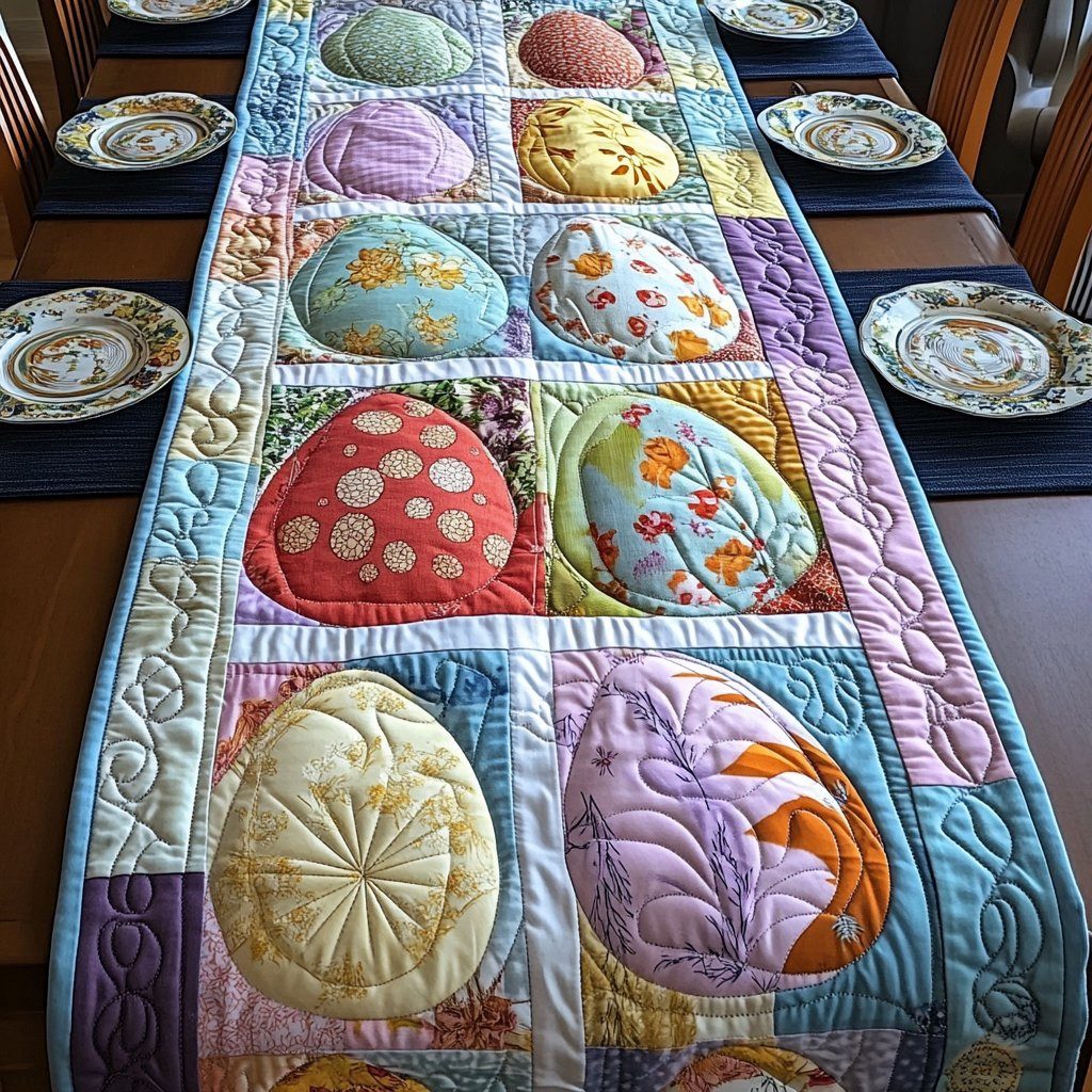Patchwork Egg Blocks in Pastel Table Runner - Made to Order TABLE928