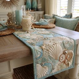 Pale Shells on Cream Table Runner - Made to Order TABLE928