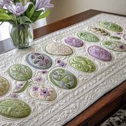 Pale Swirl Eggs on Cream Table Runner - Made to Order TABLE928