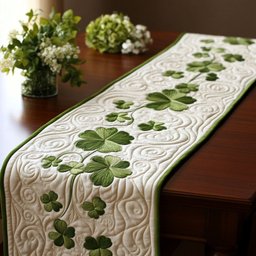 Pale Shamrocks on Cream Table Runner - Made to Order TABLE928