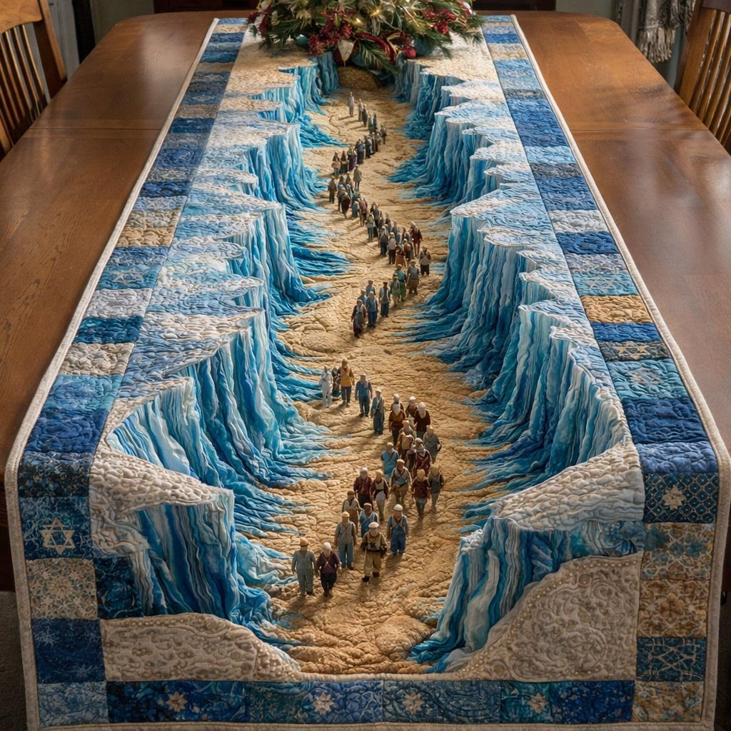 Parted Sea with Travelers on Sand Table Runner - Made to Order TABLE928