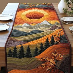 Orange Sun Over Mountain Pines Table Runner - Made to Order TABLE928