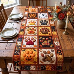 Paw Print and Pumpkin Blocks Table Runner - Made to Order TABLE928