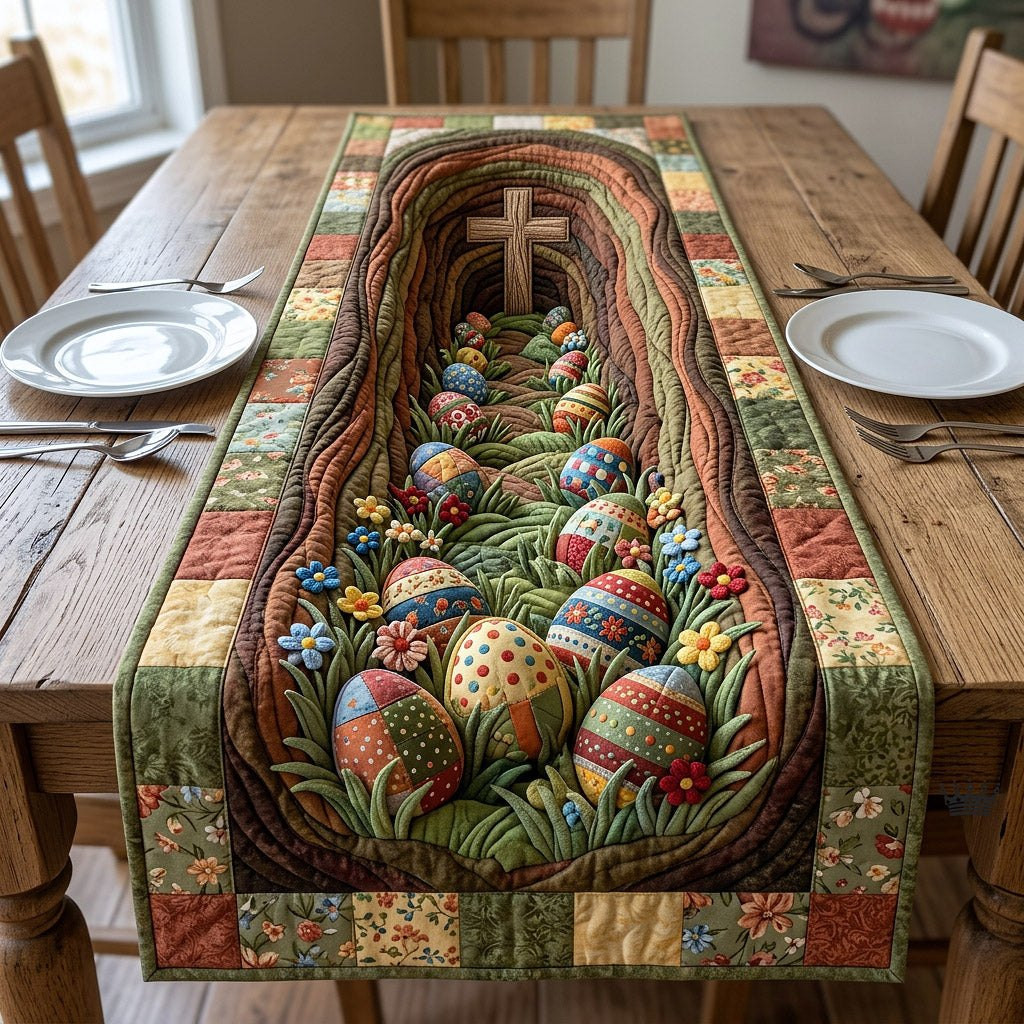 Painted Eggs on Woodland Path Table Runner - Made to Order TABLE928