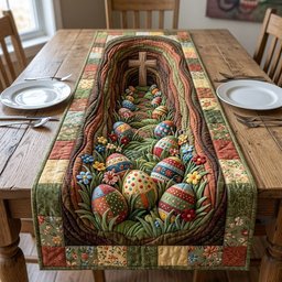 Painted Eggs on Woodland Path Table Runner - Made to Order TABLE928