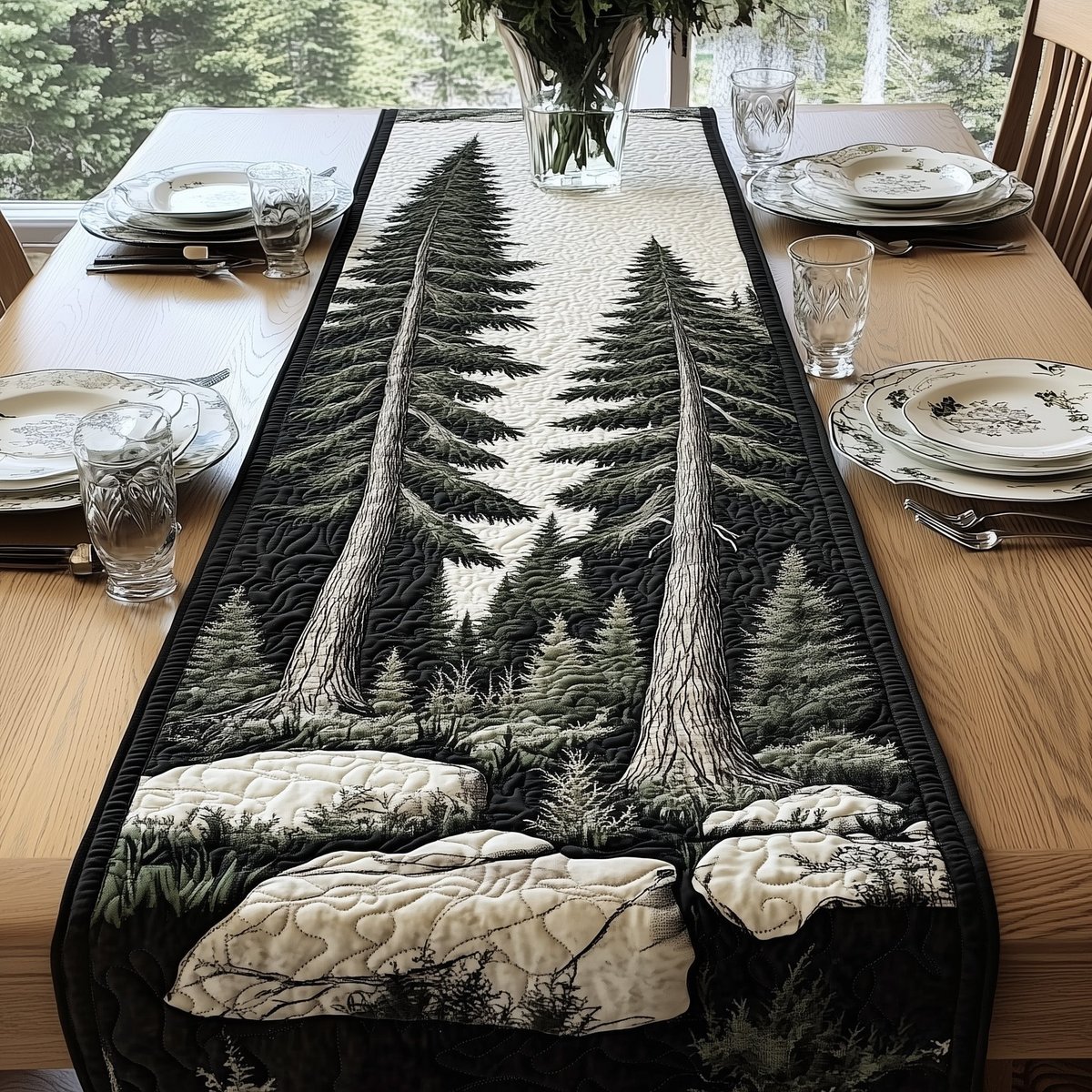 Pine Cluster on Rocky Bank Table Runner - Made to Order TABLE928