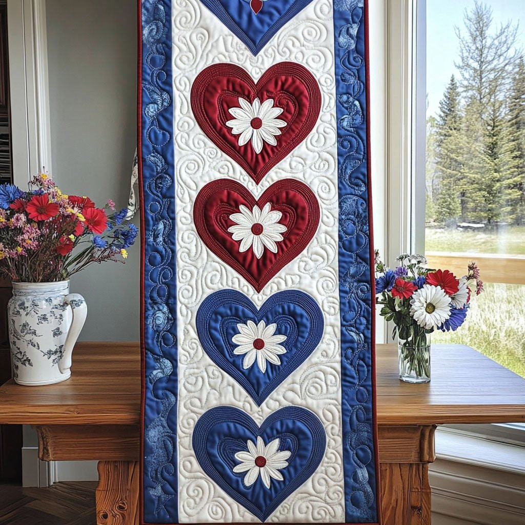 Patriotic Heartbeat Table Runner - Made to Order TABLE928